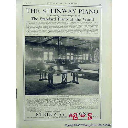 STEINWAY AND SONS 1906 Nieuw Amsterdam cruise ship piano vintage ad