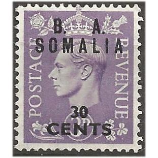 Somalia 1950 S25 30c on 3d Pale Violet Mounted Mint . .. .
