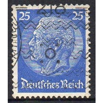 Germany 1934 Paul von Hindenburg Blue 25Pfg Used (W/mark Swastikas)