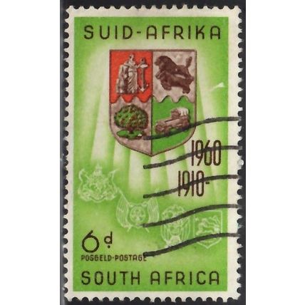 South Africa, 1960 6d Arms of the Union, SG 180 (Scott #237), used
