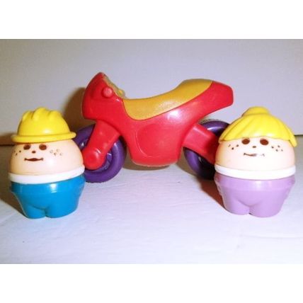 Vintage Little Tikes Chunky Motor Cycle with Chunky Boy and Girl Figures