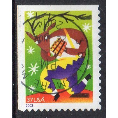 USA 2003 Christmas - Holiday Music Maker - Reindeer with Pan Pipes 37c Used