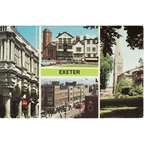Multiview Postcard Exeter Devon Guildhall Cathedral Southern Hay High Street