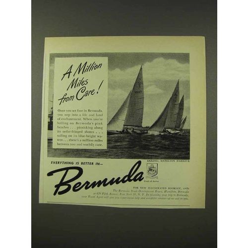 1948 Bermuda Tourism Ad - A Million Miles From Care