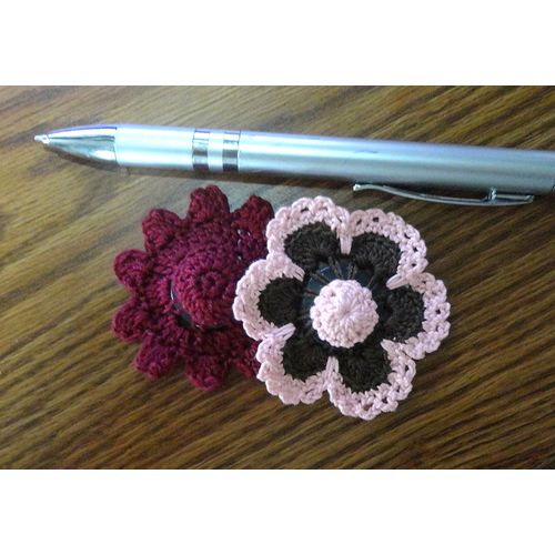 Button flowers #bf05 lot of 2 crochet decoration adornment embellishment motif