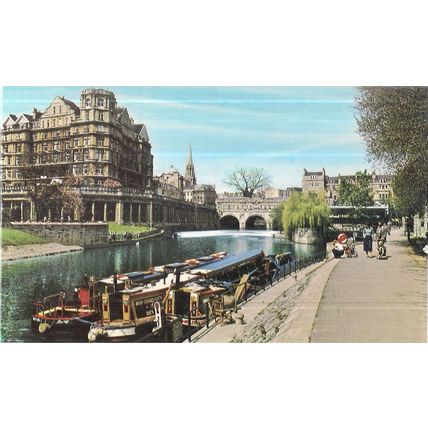 GRAND PARADE, RIVER AVON, BATH. SOMERSET unused vintage postcard by Dennis =