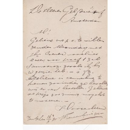 Netherlands 1895 J.Frankenhuis &Zn Zutphen to Amsterdam Postal card written VGC