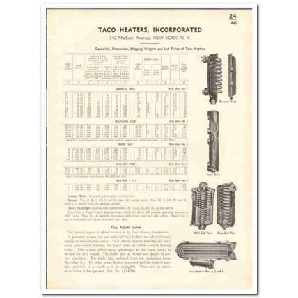 Taco Heaters Inc 1935 vintage heating catalog multi-coil domestic