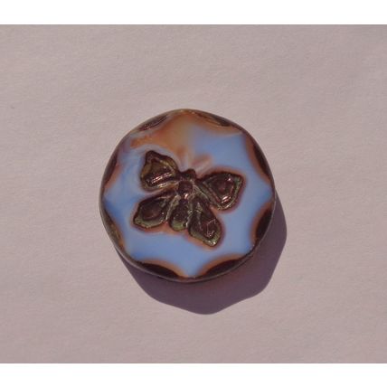 A Extra Large Butterfly Glass Bead Pendant 26mm Diameter Double Sided bd 037