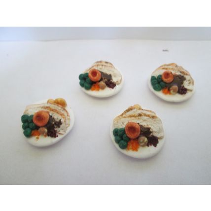 DOLLS HOUSE MINIATURE FOOD 4 x CHRISTMAS DINNERS - 12TH SCALE Handmade