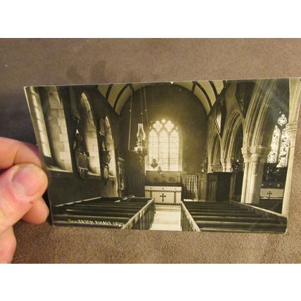 Chapman real photo Postcard -Tamerton Foliot Church interior -Nr Plymouth, Devon