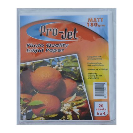 6x4 Projet 180gsm Matte (Matt) Photo Paper (400 Sheets)
