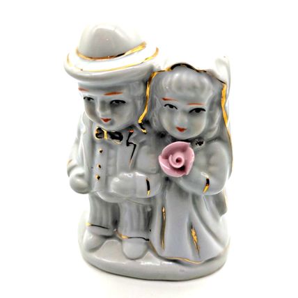 Bride & Groom Ceramic Glazed Figurine 4 1/2" - Adorable! Fast Shipping!!!