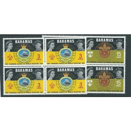 bahamas stamp sg310 sg 310 scouts set mnh 1967 blocks 4