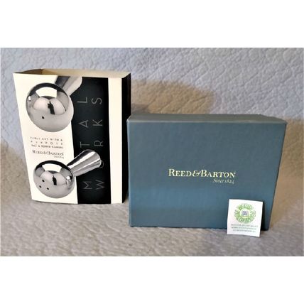 NIB NOS REED & BARTON METAL WORKS TABLE ART MARACAS SALT AND PEPPER SHAKERS