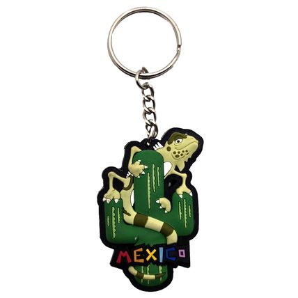 Mexico Cactus Iguana Souvenir Keychain Charm Fob Bag Purse Luggage