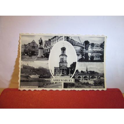 multiview, SHREWSBURY, SHROPSHIRE used vintage postcard 39A 1958 pm =
