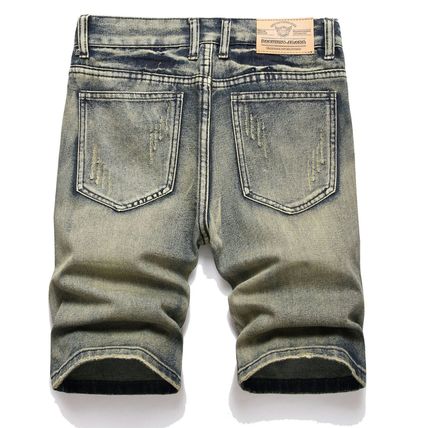 USA STOCK Shorts Men's Casual Pants Half Jeans Ripped Jeans Bike Vintage Jeans