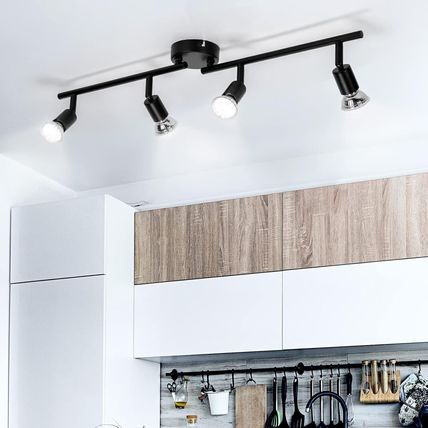 wowatt 4 Way LED Ceiling Spotlight Fittings, Black Ceiling Light Rotatable