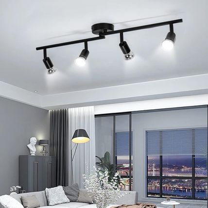 wowatt 4 Way LED Ceiling Spotlight Fittings, Black Ceiling Light Rotatable