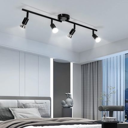 wowatt 4 Way LED Ceiling Spotlight Fittings, Black Ceiling Light Rotatable