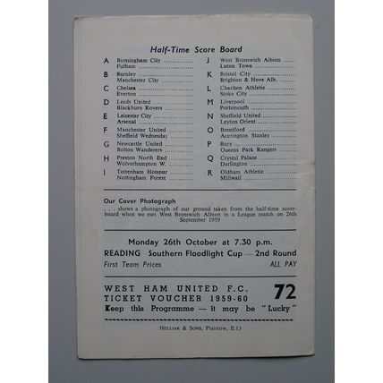 WEST HAM UNITED v BLACKPOOL Div1 24/10/1959