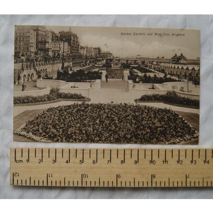 vintage postcard Brighton Sunken Gardens & West Pier