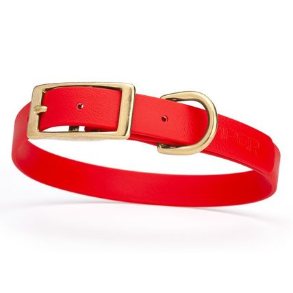 Dog Pet Collar with Brass Hardware Size M W 3/4” L 15” - 18” Cherry Red