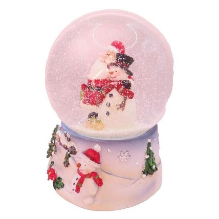 Santa & Snowman Snowglobe 14 CM Musical We Wishy You a Merry Christmas Gift