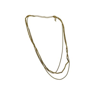 Gold Tone Layered Chain Necklace Princess Length