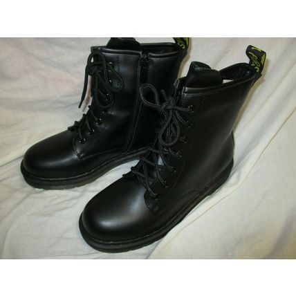 Dream Pairs Fight-1K Girls Leather Lace Up Heeled Boots 7" Tall Size (5) C-Black