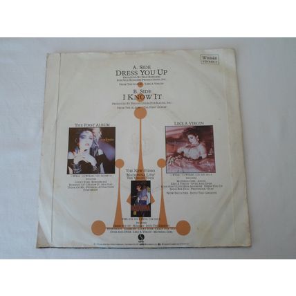 7"MADONNA.1985 DRESS YOU UP .W 8848 SIRE 928848-7. I KNOW IT.SILVER LABEL.N M