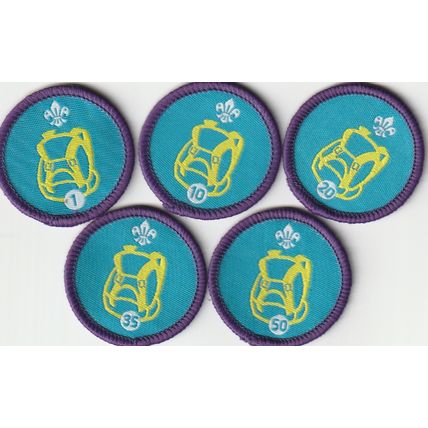 Scout Badges 5 x Staged - Hikes Away 2002+ - Black Backs (BY36)