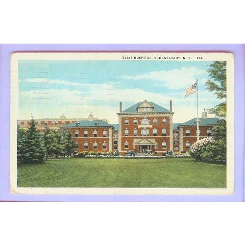 New York Schenectady Ellis Hospital Front View Large Old Brick Hospital Co~224