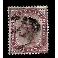 CEYLON 1886 5c DULL PURPLE SG195 FINE USED