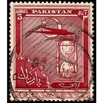 Pakistan 1951 Independence 3A Used Stamp Hour Glass