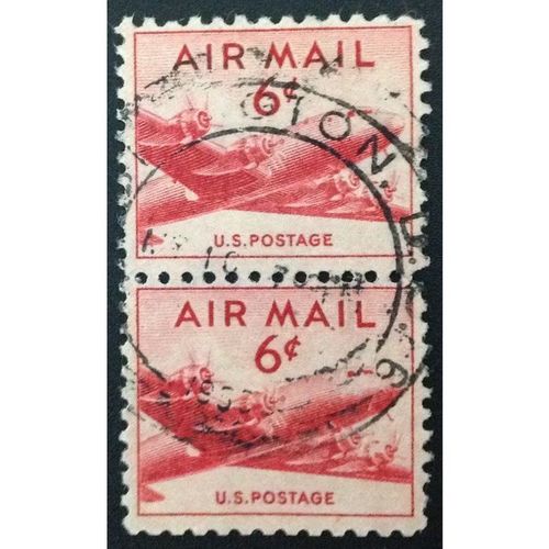 US Stamp #C39 used: 1949 Air Mail - 6c Plane, DC4 Skymaster pair