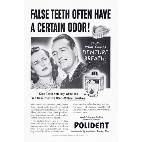 1953 Polident Full Page Vintage / Retro American Magazine Advert