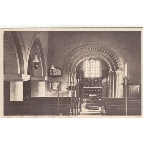 B&W Postcard - Interior Farmington Church, Northleach Glos.