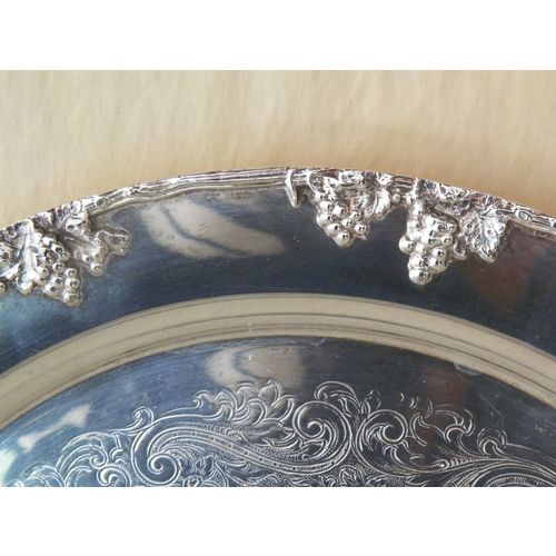 13 3/4'' diameter silverplated GRAPE & LEAF EDGE TRAY