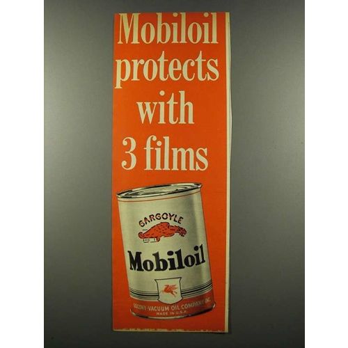 1939 Socony-Vacuum Mobiloil Ad - Protects With 3 Films