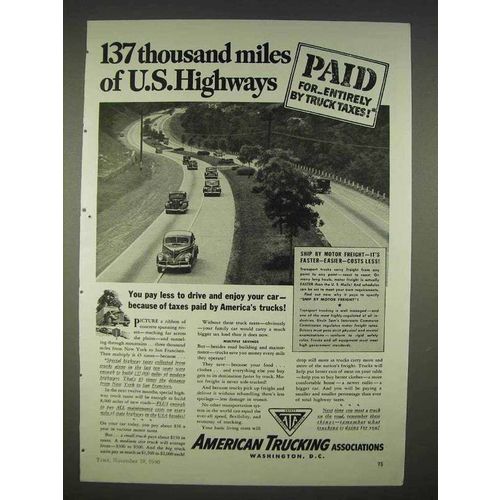 1940 American Trucking Associations Ad - U.S. Highways