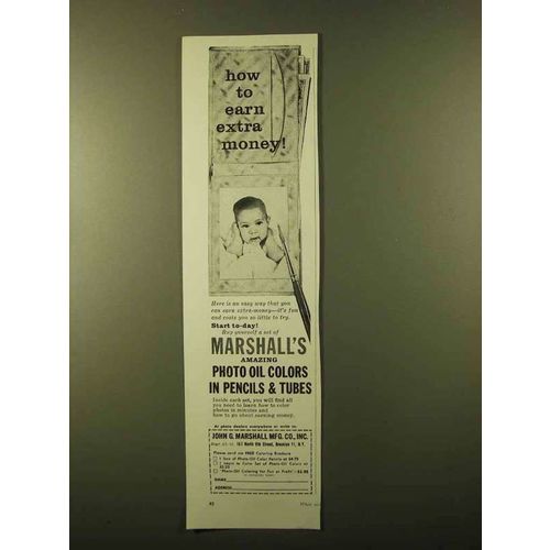 1958 Marshall's Photo-Oil Color Pencils Ad - Earn Money