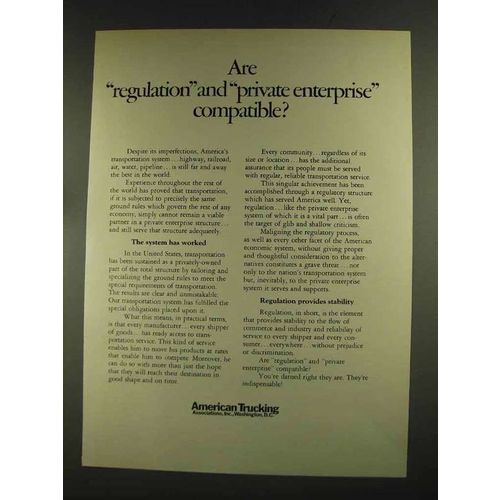 1972 American Trucking Association Ad - Regulation