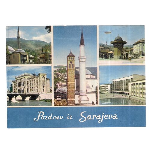 multiview.. SARAJEVO. BOSNIA unused postcard mosquees =
