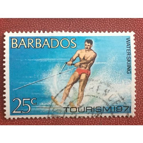 Barbados QEII 1971 Tourism 25c Used SG 432 Sc 360 postage stamp Water Skiing