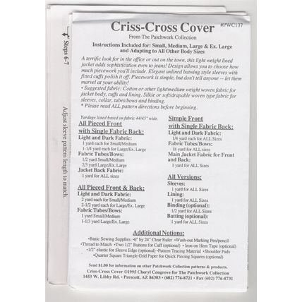Criss Cross Cover Jacket Coat Blazer Pattern S M L XL S Quilting Sewing