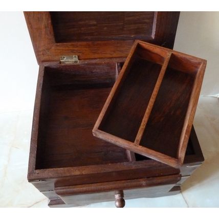 REPRODUCTION BRASS & WOOD DESK ORGANISER / TIDY FROM PAST TIMES