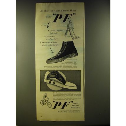 1946 B.F. Goodrich Canvas Shoes Ad - Be sure your new Canvas Shoes have P-F