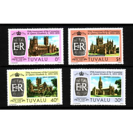TUVALU 1978 CATHEDRALS SG 89 / 92 SET 4 VALS U/M MINT #3